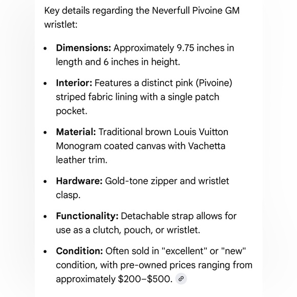 Authentic Louis Vuitton GM Neverfull monogram Pivoine & wristlet - Picture 14 of 14